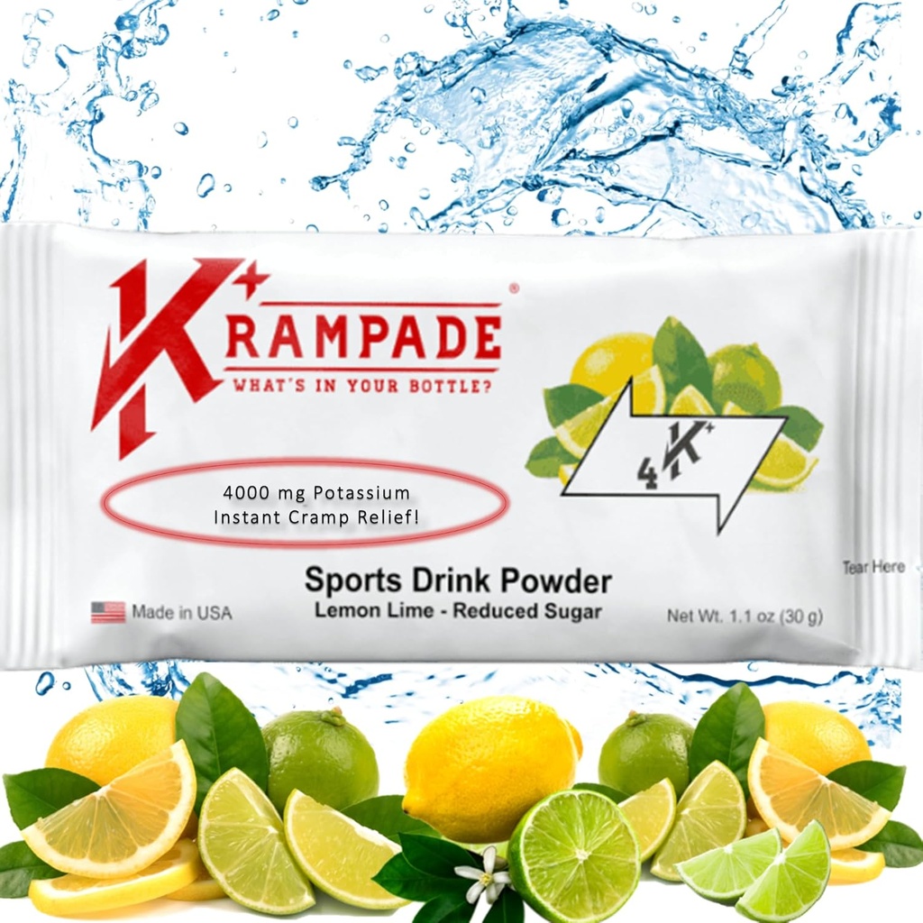 Krampade Electrolytes Powder Draslík Supplement - 4000 mg K +, > 4X Více než kokosová voda 124; Okamžitá křeč Relief 124; Hydratační prášek