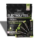 Vylepšené Electrolyte Powder Stick Packs (Strawberry Kiwi 124; 20 Packets) w / 0 Cukr + BCAA + B-Vitamíny Electrolyte Supplement w Draslík Zinek & Magnesium pro hydrataci - Keto Electrolytes