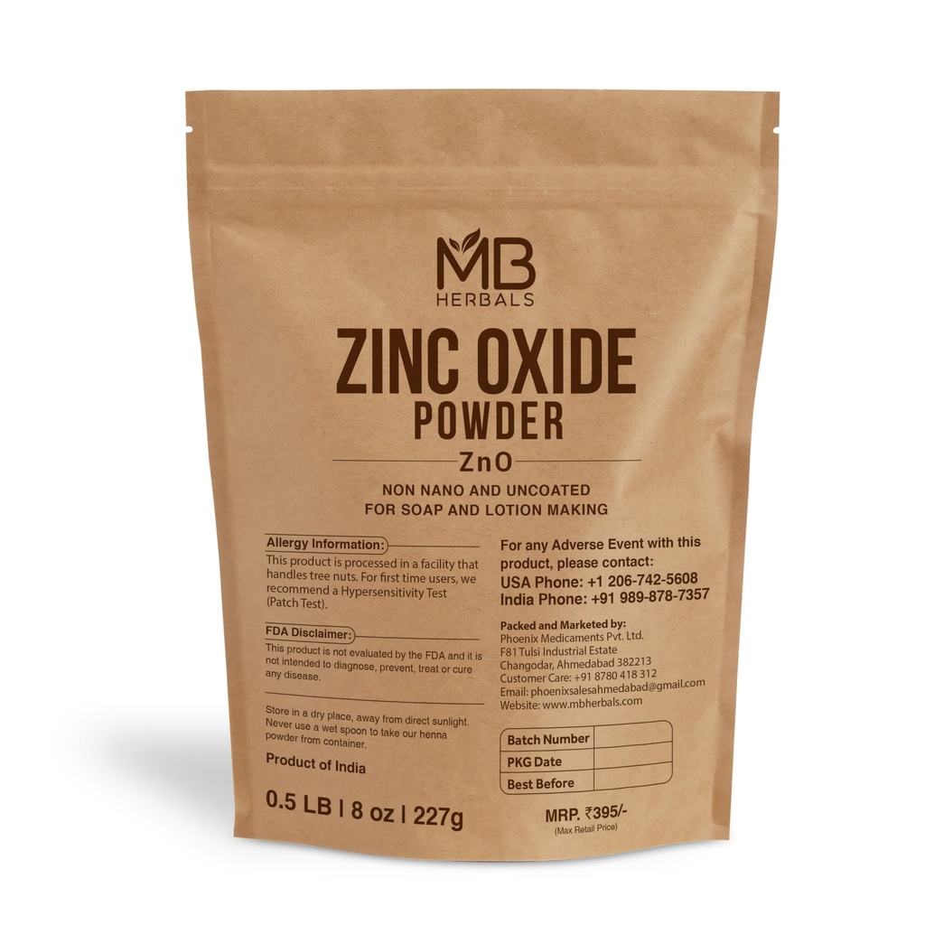 MB Herbals Zinc Oxide Powder 8 oz OZ 124; Nepotažená & Non- Nano OF 124; Pro DIY opalovací krém a krém