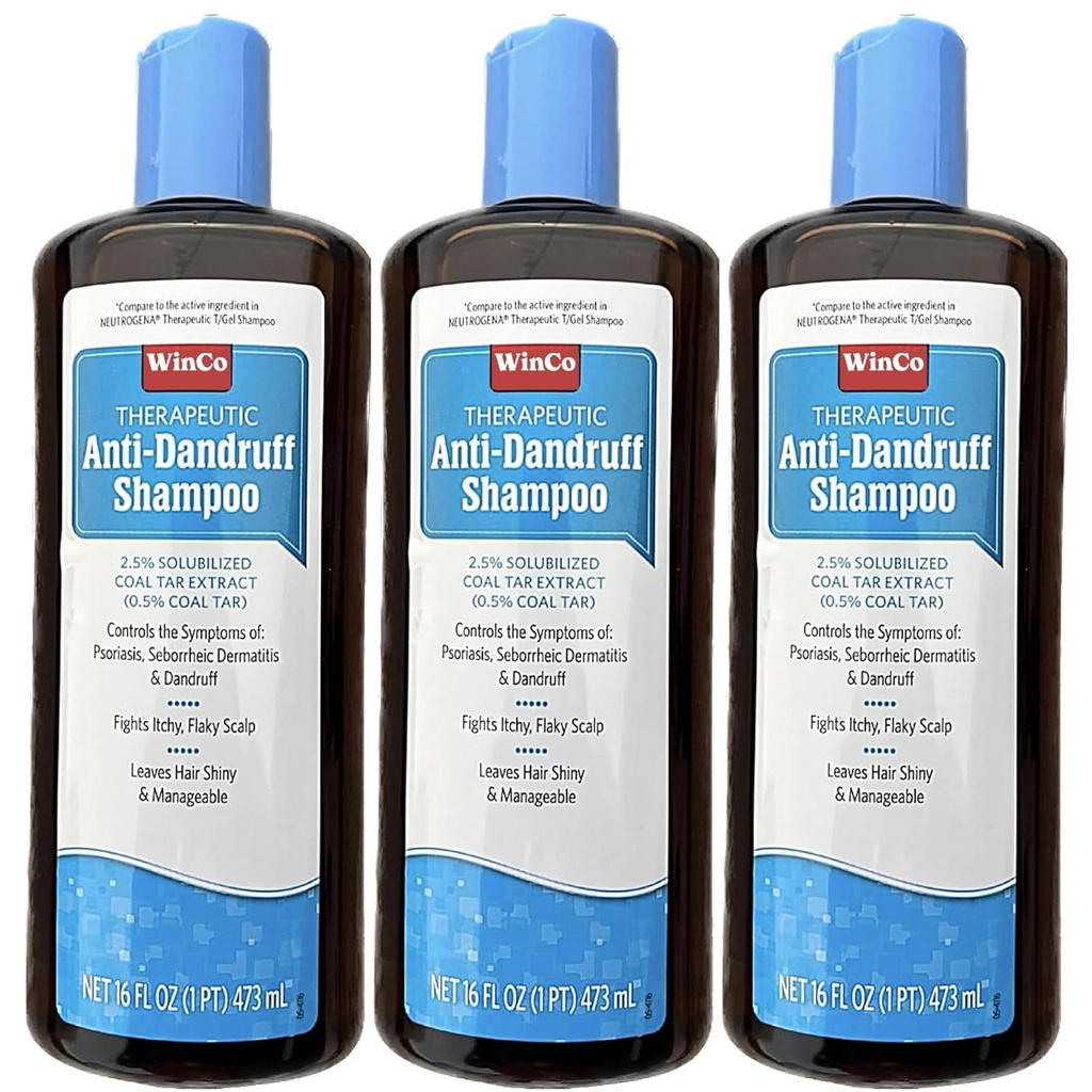 3 Pack Terapeutické uhlí Tar Gel Shampoo Anti Dandruff - Psoriáza, Seborrheic Dermatitis, 16 oz každá láhev - Velká velikost - T Gel