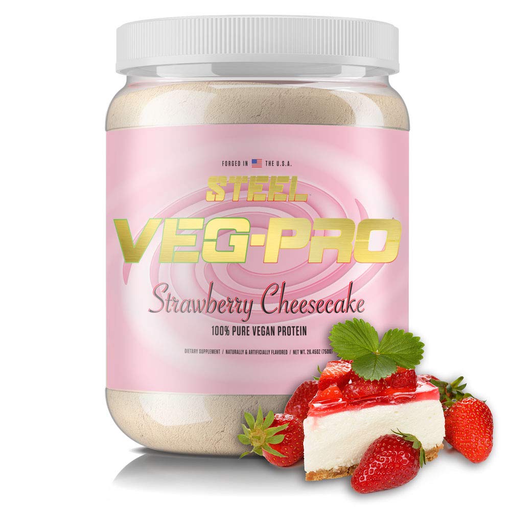 Ocelové doplňky Veg- PRO 124; Vegan Protein Powder, Jahodový sýrový koláč 124; 25 Servings (1.65lbs) OF 124; Organic Protein Powder with BCAA Amino Acid Offid 124; Gluten Free OF 124; Non Dairy OF 124; Low Carb Formule