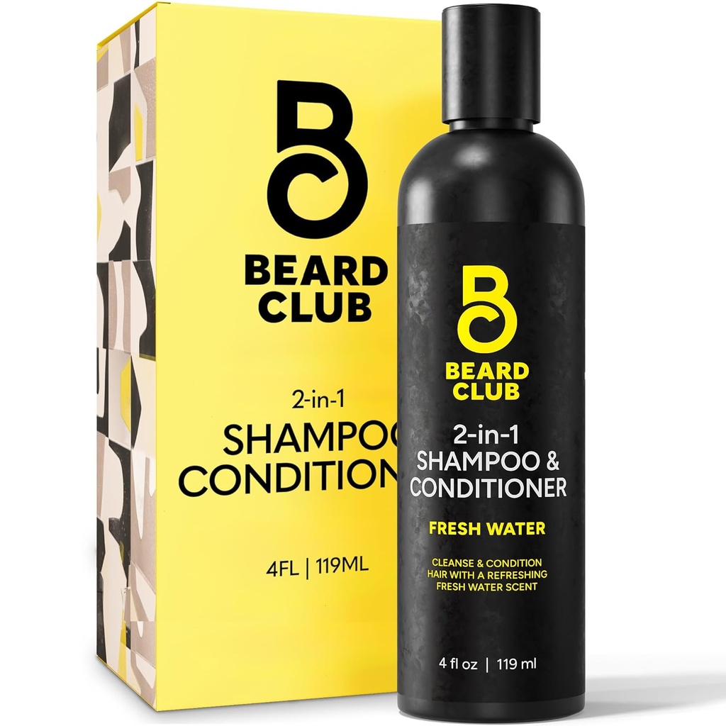 Beard Club Mens 2 v 1 Šampón a kondicionér set - Sulfát zdarma, hydratační, Citrus Scénář pro kudrnaté péči o vlasy a suché skalp péče