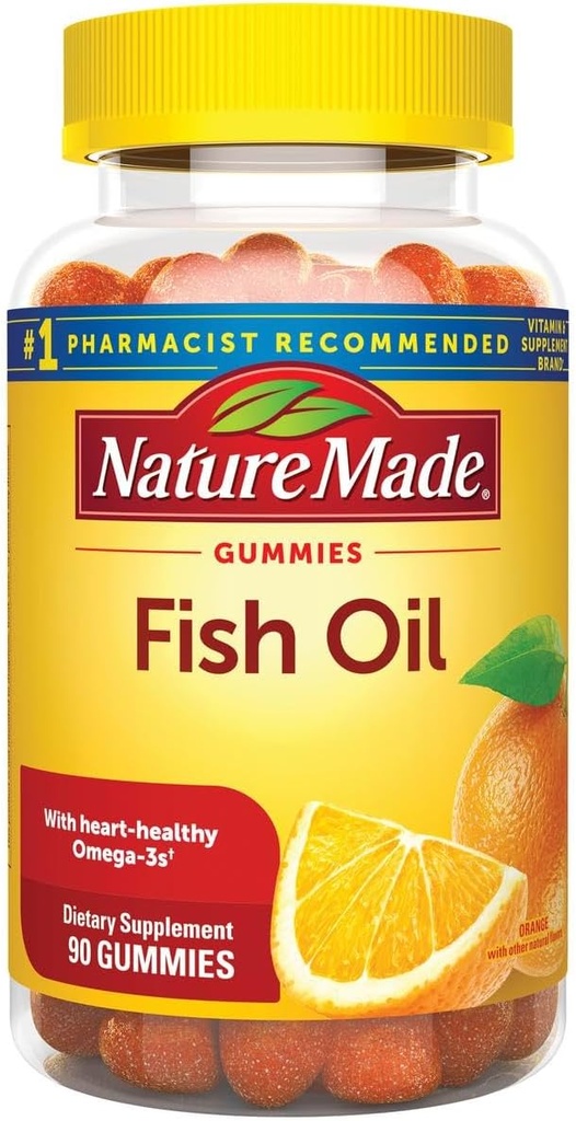 Fish Oil Gummies, 90 Softgels, s Heart- Health Omega 3s 57 mg, v Strawberry, Lemon, & Orange