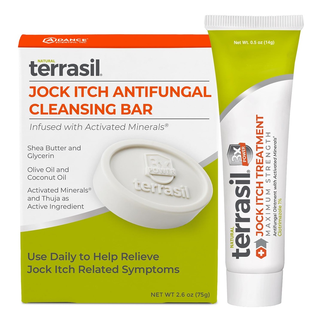 terrasil Jock Itch Cream + Soap Treatment Kit, .5oz Tube & 75g bar