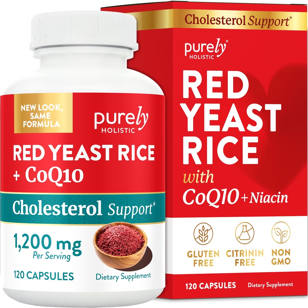 Red Yeast Rice 1200mg s doplňkem CoQ10 & Flush zdarma Niacin 120 Extra Strength Vegetariánské kapsle - Pokročilé zdravé srdce Formule - Non- ozářené, Citrinin zdarma