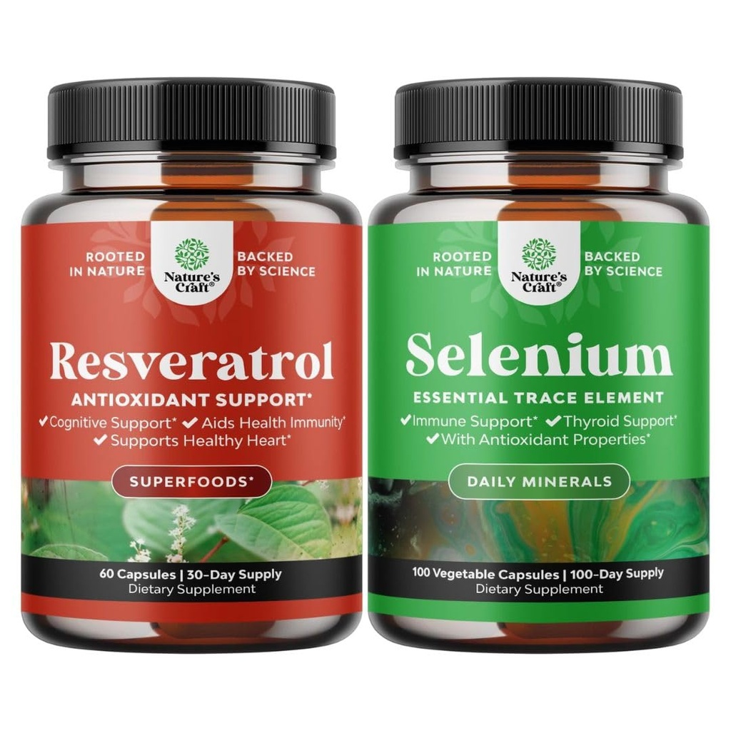 Svazky antiaging Trans Resveratrol a čistý Selen tyreoidní podpora Dodatek - Přírodní společný Supplement - Přírodní imunitní posilovač pro dospělé