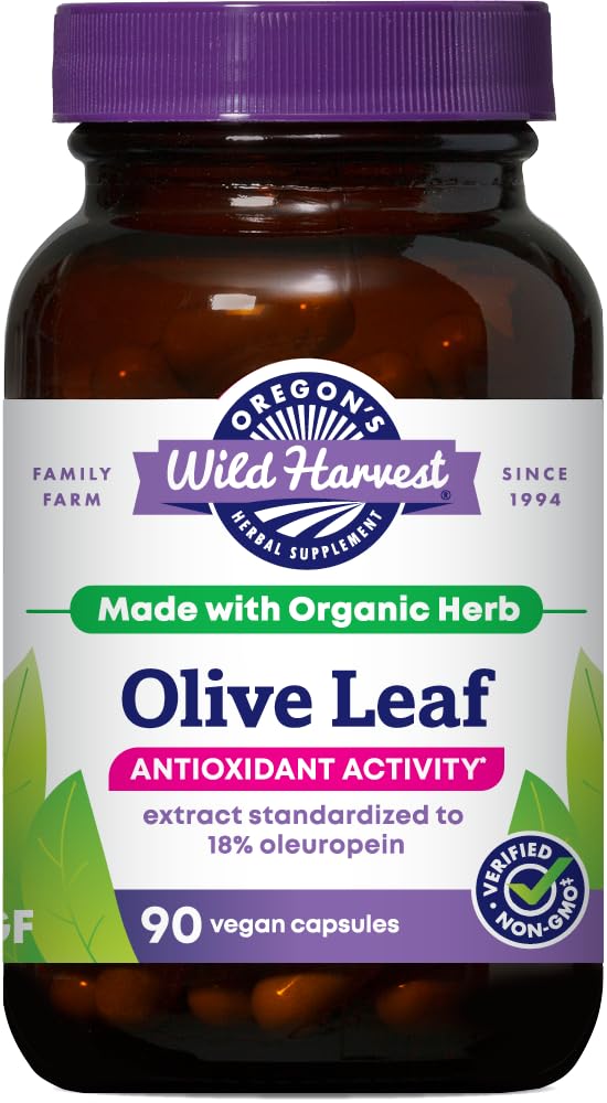 Oregon Wild Harvest, Olive Leaf Dodatek, Antioxidant Support, 350 mg, 90 Počet