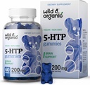 Wild & Organic 5-HTP 200mg Mood Gummies - L-Tryptofan pro relaxaci a přírodní klid - 5 HTP dodatek pro podporu mozku - 60 Vegan, Non- GMO 5HTP Gummies
