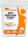 Bulkenpendiments.com White Kidney Bean Extract Powder - White Kidney Bean Powder - Bylinný doplněk - Gluten Free, 1.5g per Serving, 250g (8.8 oz) (balení po 1)