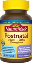 Natural Made Postnatal Multivitamin + DHA 200 mg, 60 Softgels, na podporu kojících matek & mimies Během kojení, Postnatální vitamíny & výživné obsahují železo, vitamin D3, vápník, jód