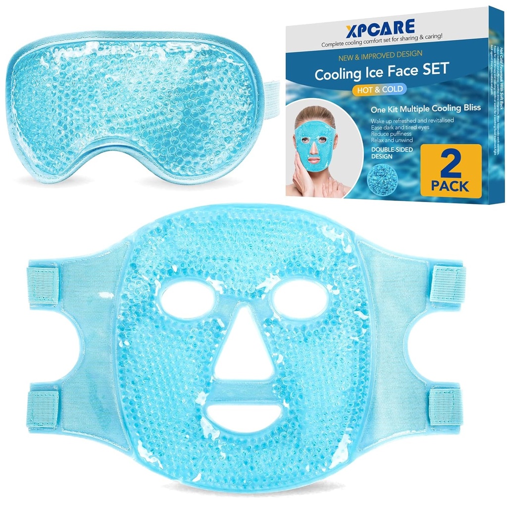 XPCARE Colding Ice Face Maska a Chladící oční maska pro Puffy Eyes & Migréna Relief, Gel Eye Maska, Cool Face Masky pro tmavé kruhy, Oční chirurgie, Spánek, Tlak, Bolest hlavy, Péče o pleť