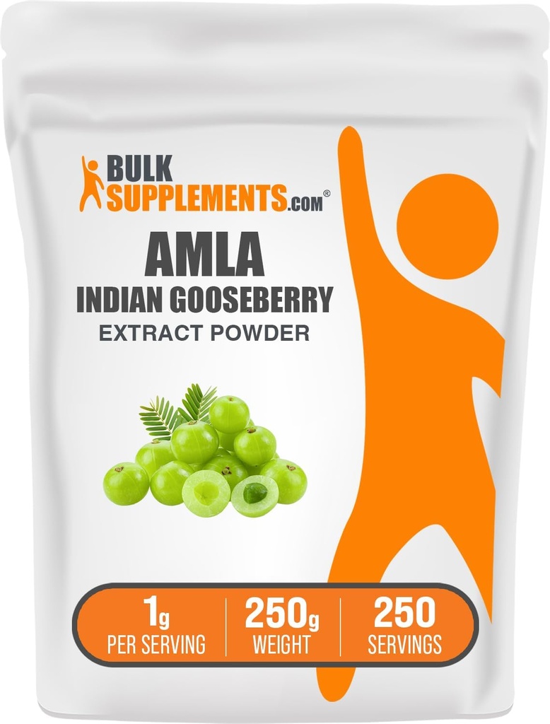 BulkSupplements.com Amla Extract Powder - Indian Gooseberry Extract, Amla Powder - Gluten Free, 1g per Serving, 250g (8.8 oz) (balení po 1)