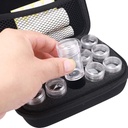 Travel Pill Pořadatel s 15 Dělené malé láhve & Writable štítek, Roztomilý zip box pro medicínu & Vitamin Holder