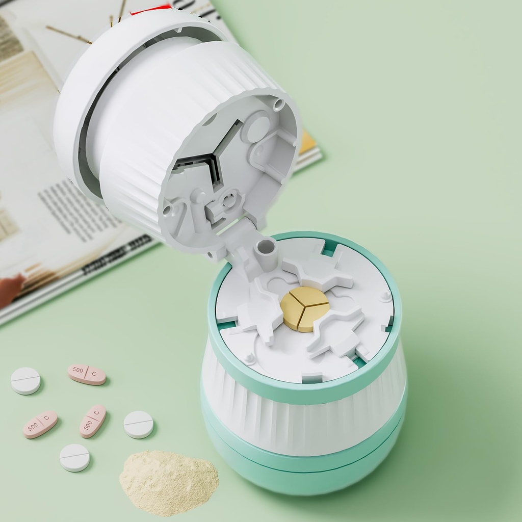 Pill Cutter - Pill Splitter s nerezovou ocelovou čepelí pro řezání malých nebo velkých pilulek v jedné třetí, Pill Cutter 1 / 3, Vhodné pro cuting vitaminy, tablety (1-3 zelené)