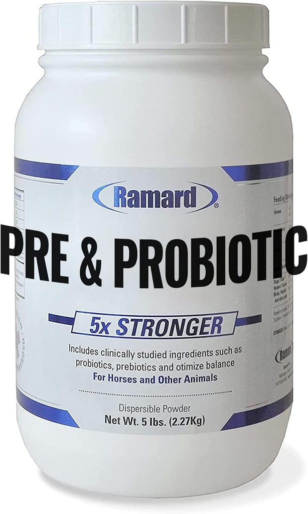 Ramard Total Prebiotic & Probiotic Equine Formule - Přírodní trávicí doplněk pro koně Optimální Gut zdraví, Nutriční Absorpce, Foal Support Pro & Pre Biotics pro Livestocks a kůň 5 liber Jar