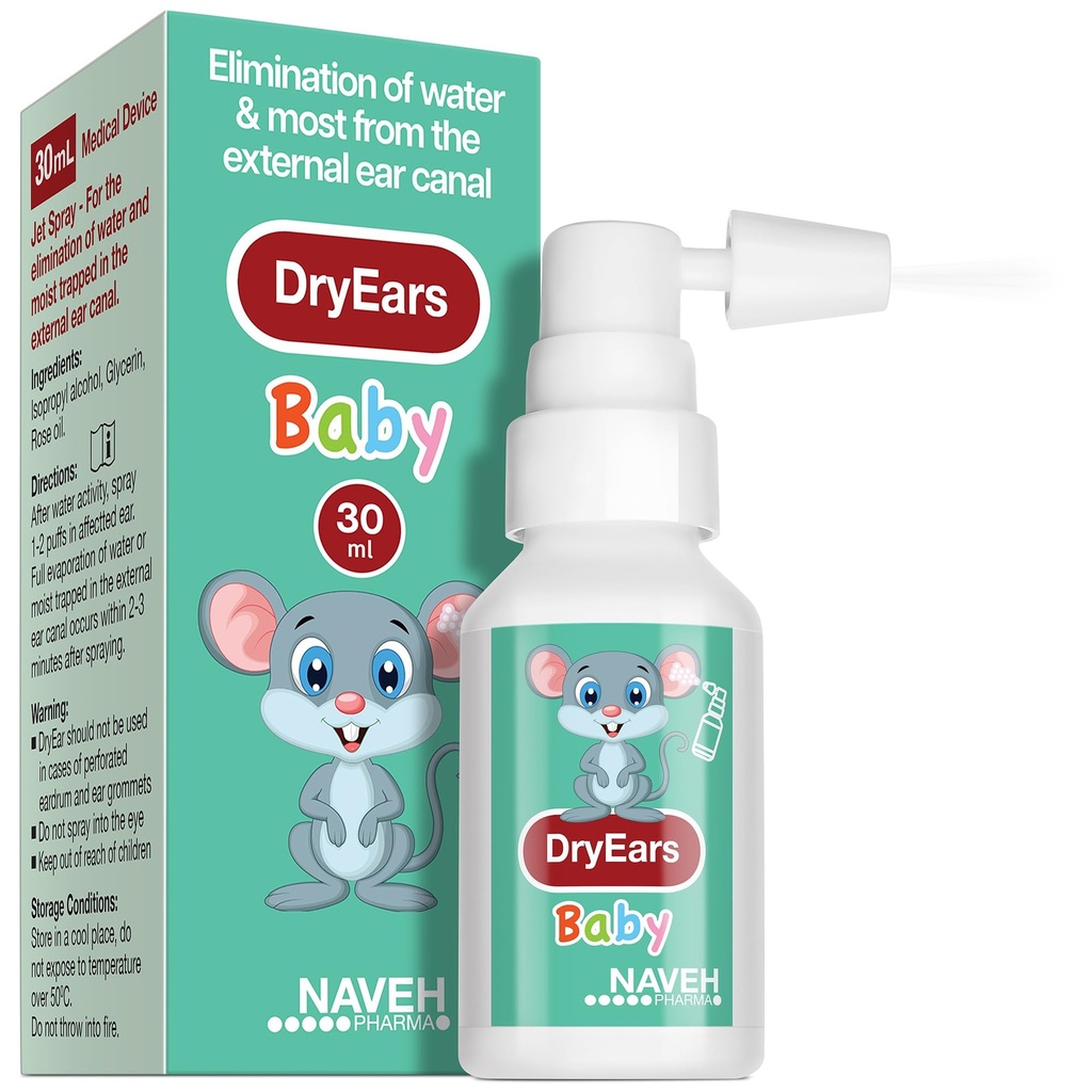 NAVEH PHARMA ® Suché uši Dítě 124; Swimmers Ušní kapky Spray 124; Ušní sušení kapky pro Little Swimmers 124; Odstranit vodu zachycenou v uších v sekundách 124; Zabránit ztrátě sluchu (1 Fl Oz)