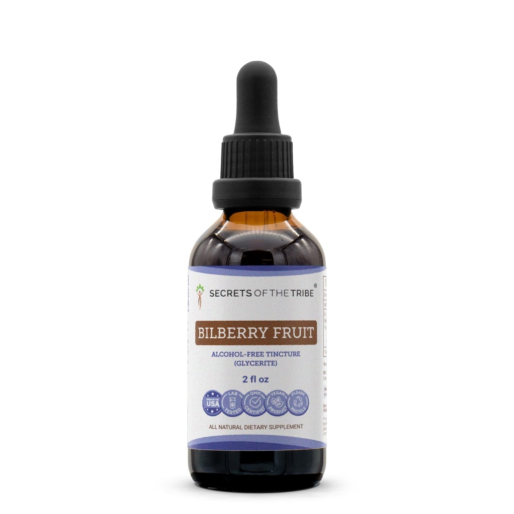 Tajemství Tribe Bilberry Fruit Alcohol- Free Liquid Extract, Bilberry (Vaccinium Myrtillus) Sušený ovocný tinktura dodatek (2 FL OZ)