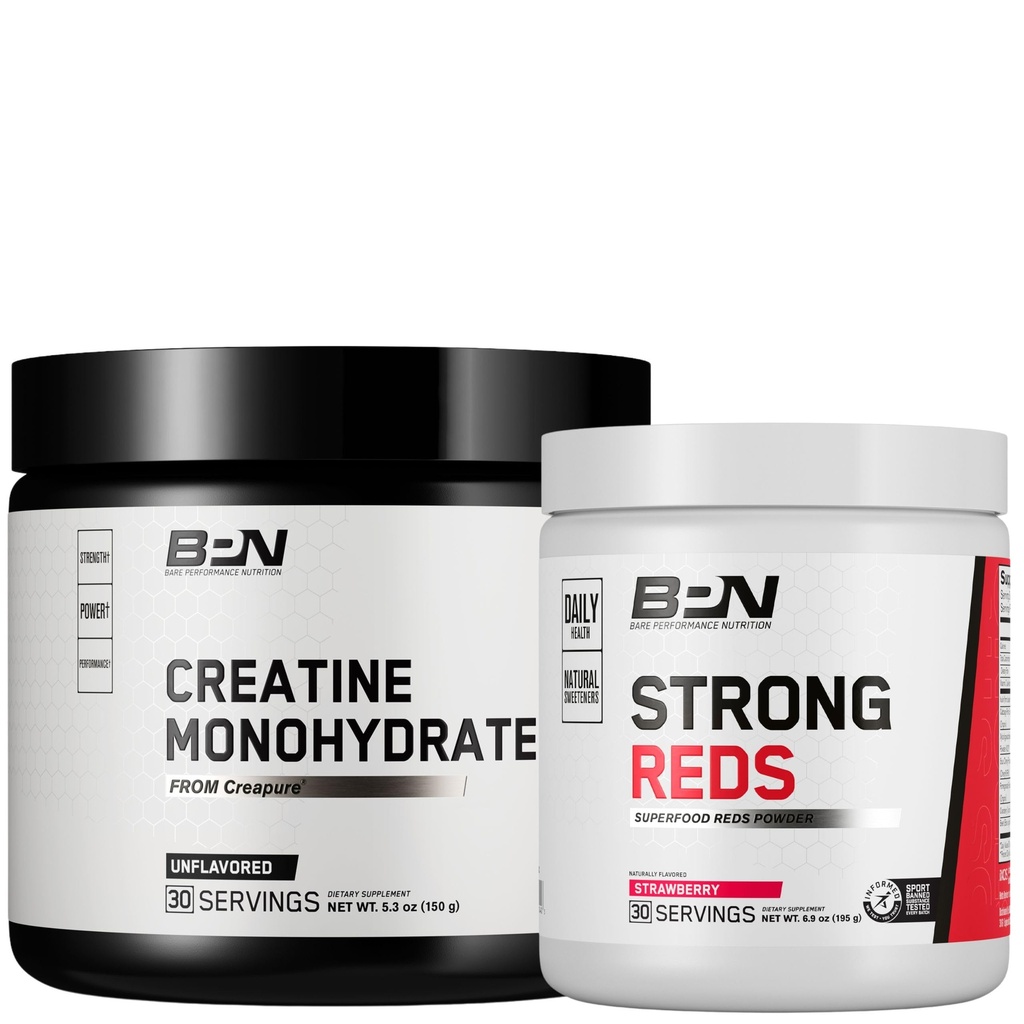 BARE VÝKONNOST VÝPOČET BPN Creatine Monohydrát & Silná červená Bundle