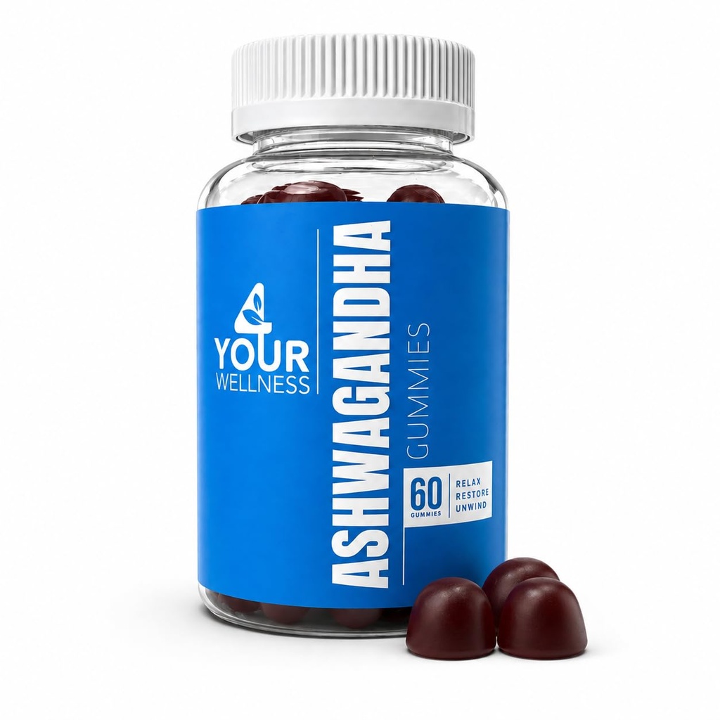 Ashwagandha Gummies Mixed Berry KSM-66, Lion 's Mane, Vitamin-D, Non-GMO, gluten- Free, Gelatin Free & Kosher (60 Počet (balení po 1))