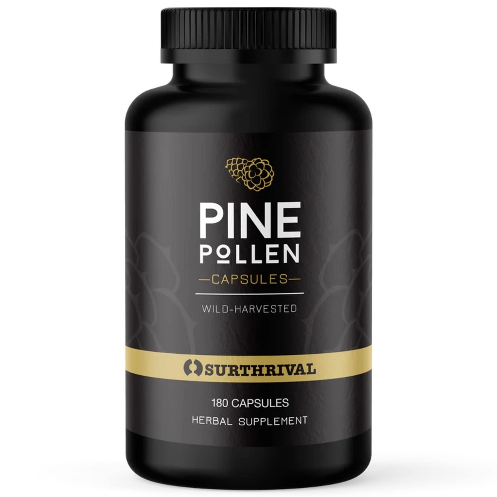 Surthrival: Pine Pollen Powder Kapsle (180 Počet), Divoká sklizeň, Energie & Endurance Obnova