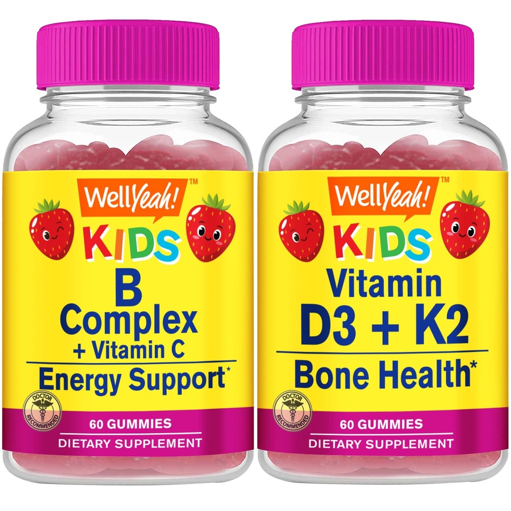 No... Jo B Complex Kids + Vitamin D3 + K2 Kids, Gummies Bundle - Great Ochutnávání, Vitamin dodatek, Lepek zdarma, GMO zdarma, Žvýkací Gummy