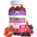 Melatonin Gummies Max síla 10mg Pectin Gummies, Pomáhá s podporou spánku, Berry Flavor Gummy, 100% droga zdarma, 180 Počet (balení po 1)
