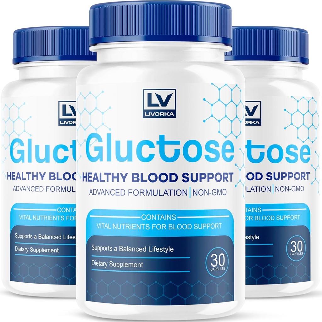 (3 Pack) Gluktosa Advanced Blood Support, Gluktosa, Gluktosa - Advanced Blood Supplement, Gluktosa Supplement Support Capsules - Všechny přírodní vzorec, 90 Kapsle pro 3 měsíce