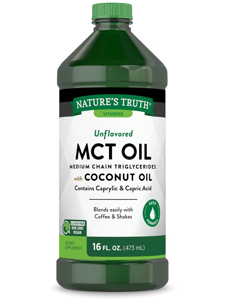 Příroda je pravda MCT Oil 124; 16 fl. Oz 124; Keto, Neochucené Formule 124; s kokosové oleje 124; Vegan, Non- GMO, a gluten zdarma dodatek
