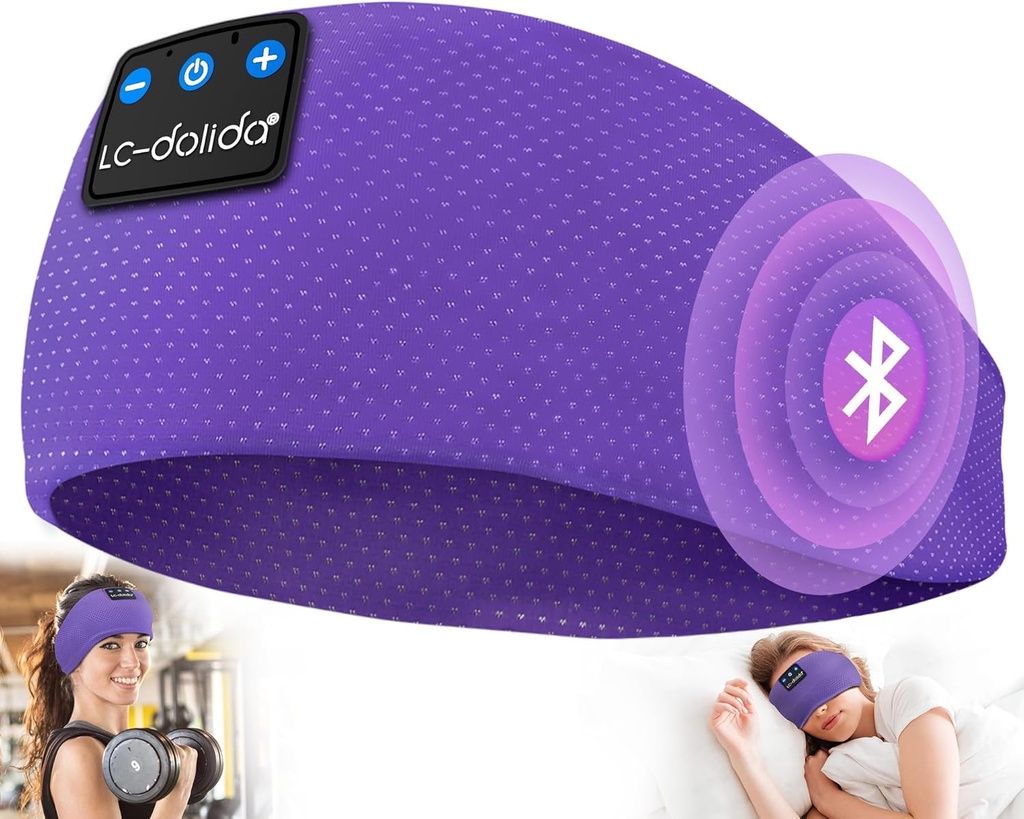LC- dolida Spánková sluchátka Bluetooth 5.4, Sluchátka Sluchátka Sluchátka Bezdrátová, Spánková maska pro spánek, Sportovní, dárky, cvičení, jogging, jóga, insomnie, Air Travel, Meditace