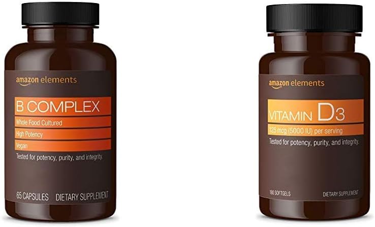 Prvky B Komplex (65 Kapsle) a Prvky Vitamin D3 (180 Váčky)