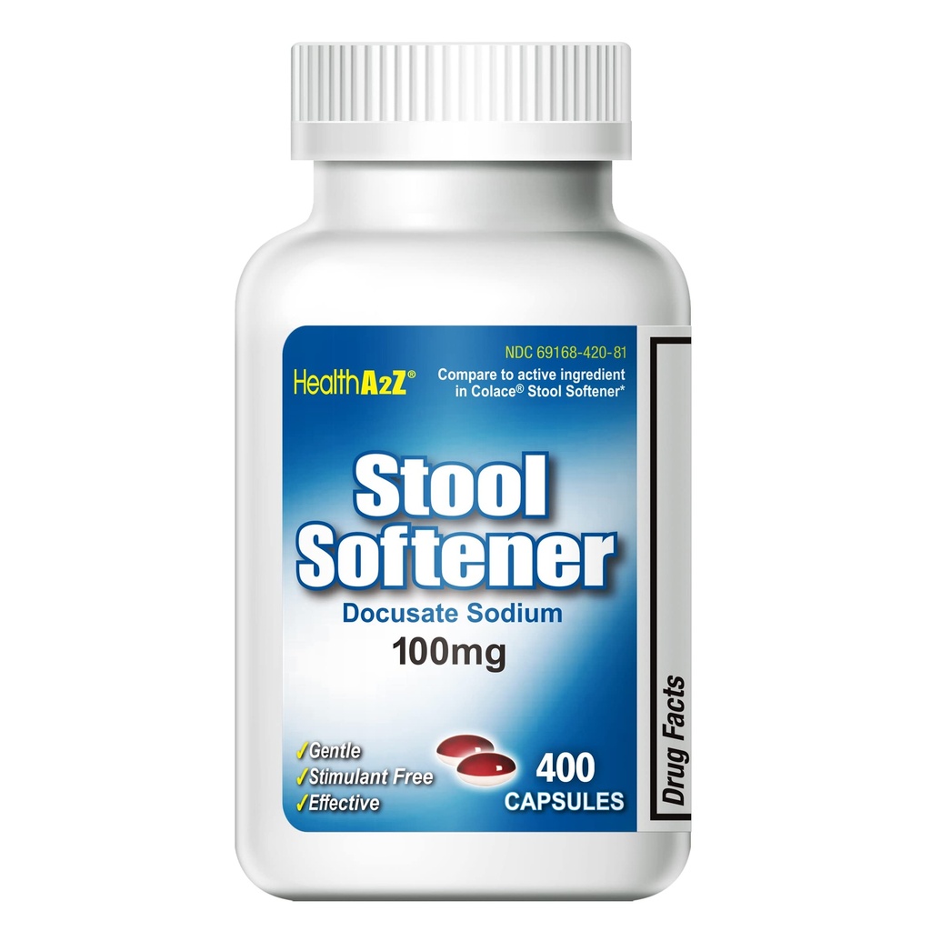 HealthA2Z ® Stool Softener CLAS124; Docusát sodík 100mg CLAS124; Red & White Capsules CLAS124; Dependable CLAS124; Gentle Constolly Relief (400 Counts)