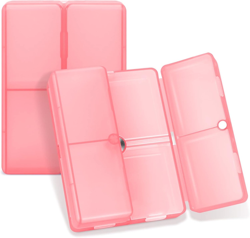 Daily Pill Organizer, 7 Compartments Přenosný Pill Pouzdro Pořadatel, [Skládací design] Pill Box pro kapsy v kabelce držet vitaminy, Cod Játra olej, doplňky a léky-jasné červené