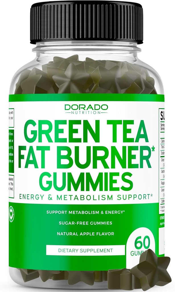 Zelený čaj Tuk Hořák Hmotnost Gummies (60 Počet) Tuk Hořáky Ženy - Appetite Suppressant hubnutí Dodatek pro muže a ženy s Apple ochucené - Třetí strana Testováno - USA Made