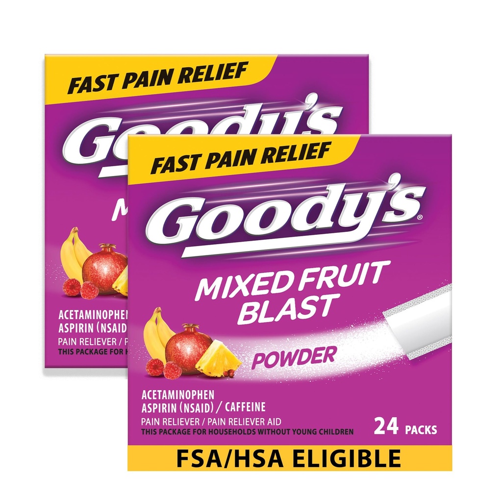 Goody je extra síla bolest hlavy prášek, smíšené ovoce Blast Flavor Rozpustit balení, 24 jednotlivých balíčků (2 balení)