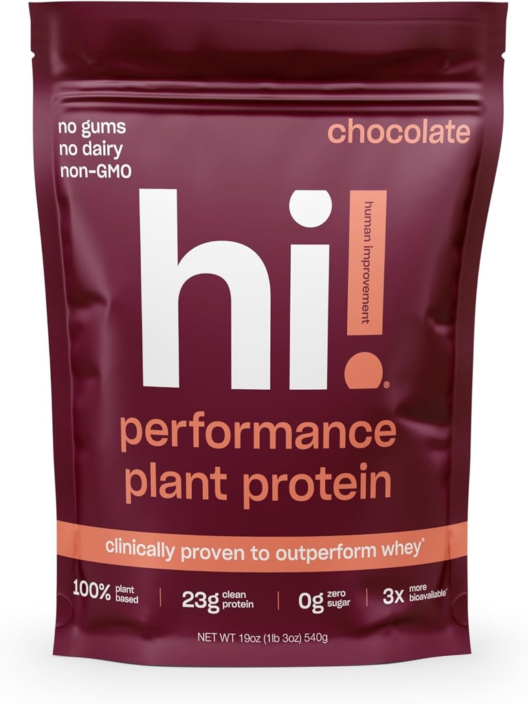 Performance Plant Protein Powder 124; 3x Better Amino Acid Absorption 124; Dairy Free Protein Powder & BCAA Ow124; Digestive Enzymes for Easy Digestion Of124; 23g Protein, 140 Calories per Serving (Chocolate)