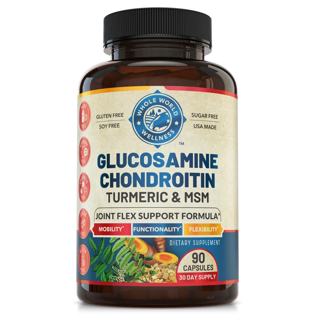 Pokročilý doplněk společné podpory s Glucosamine Chondroitin MSM Turmeric Boswelia. Podporuje zánětlivou reakci, Discomfort Relief pro kolena ruce zpět & spony. NSF Certified, USA Made. 90 Počet