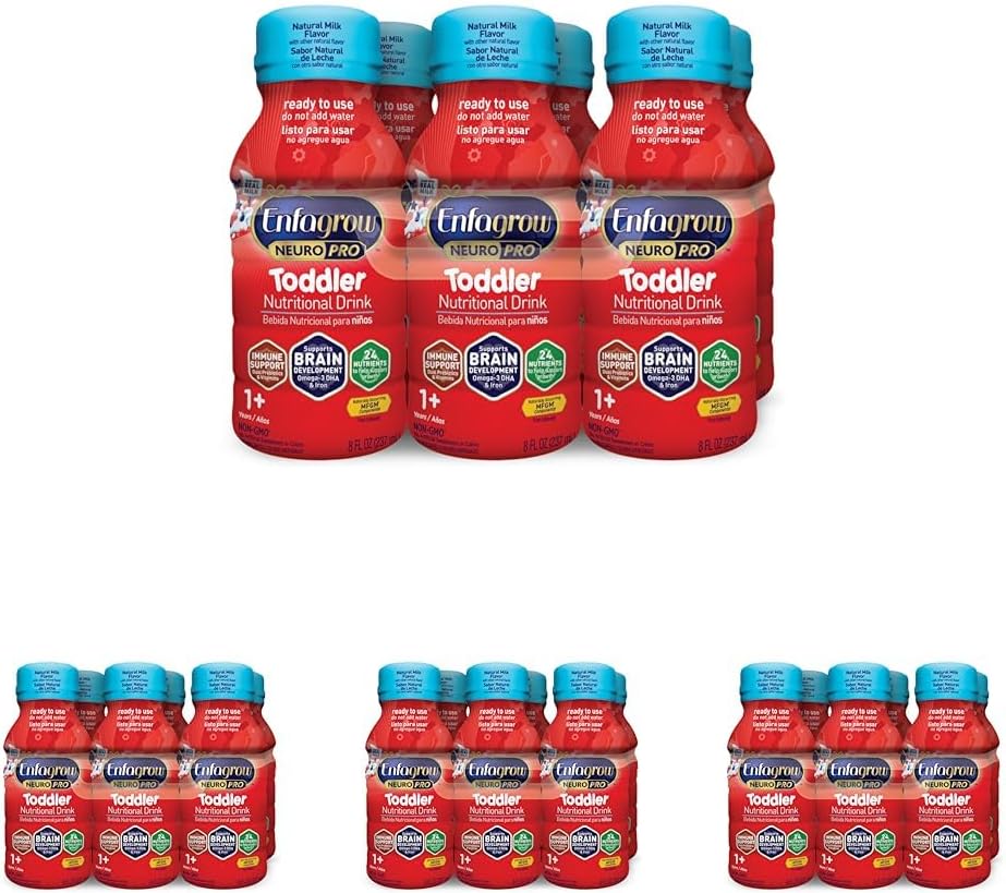Enfagrow NeuroPro Toddler Nutritional Drink 8 fl. oz. Připraveno k použití (6 lahví) Prebiotika pro imunitní podporu, DHA pro vývoj mozku, Železo, Non- GMO, Přírodní mléko Flavor (Toddler Next Step) Enfamil