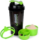 XTK Shaker Lahvička 16OZ Protein Shaker Lahvičky s Mix Ball Přenosný Sportovní láhev Leak Proof GYM Cup pro proteinové směsi se skladovací & Pill Organizátor, Ideální pro Pre Workout, BPA zdarma (Zelená)