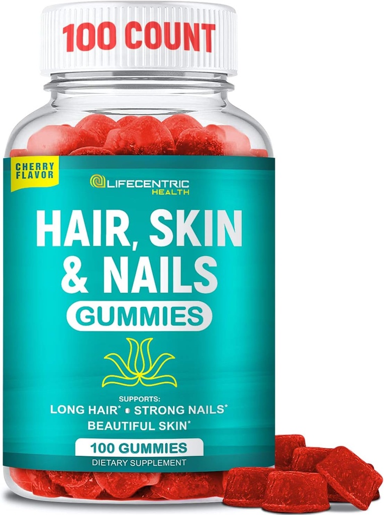Vlasy Kůže a hřebíky Gummies s vysokou potence Biotin 5000mcg CZ124; Chutné vlasové vitamíny pro ženy Muži a děti CZ124; Gluten Volný vlasový hřebík a kůže Vitamíny Plus Biotin Gummies pro růst vlasů