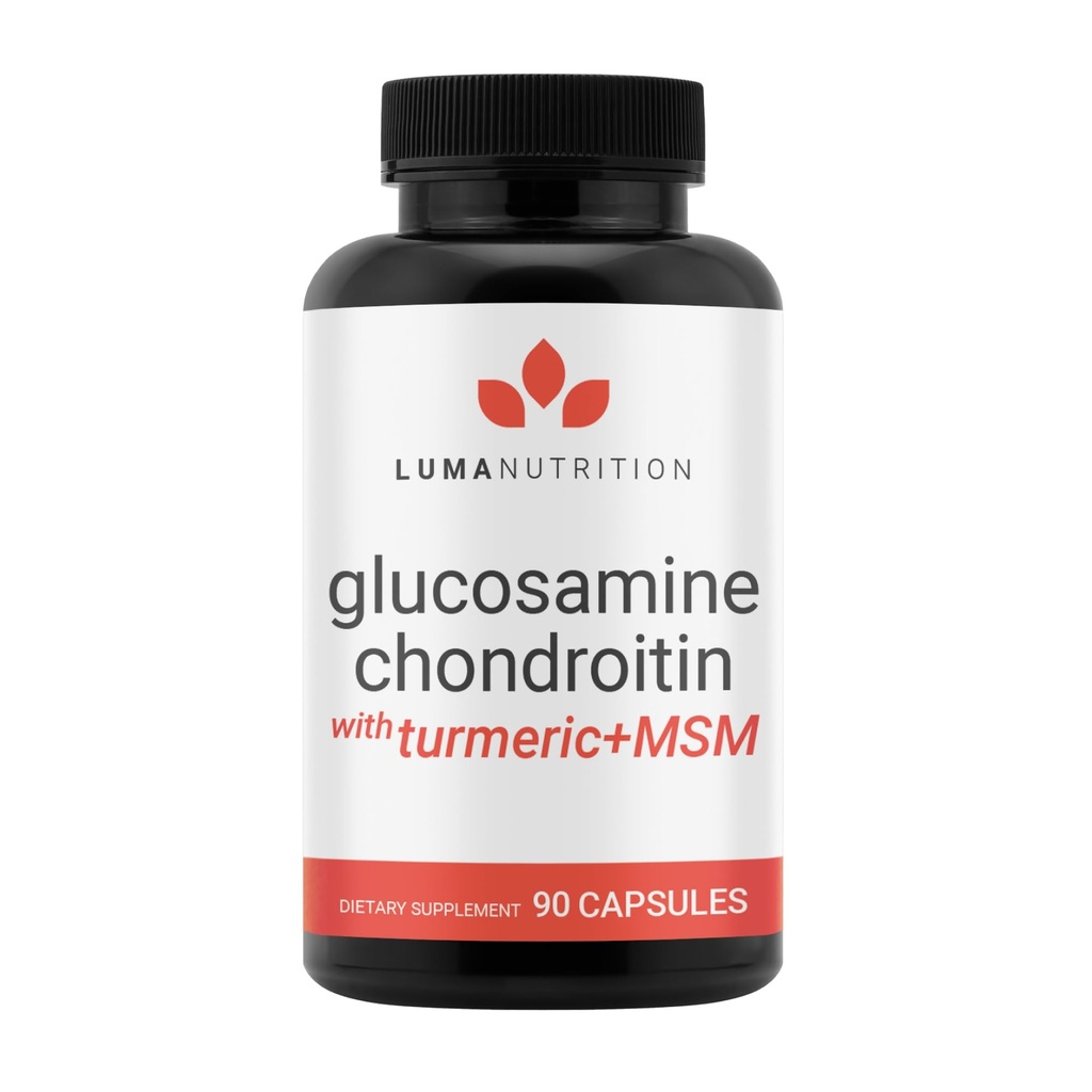 Luma Nutrition Glucosamine Chondroitin MSM - Turmeric, Boswellia - Prémiový dodatek - pro muže a ženy - Společný dodatek - 90 Kapsle