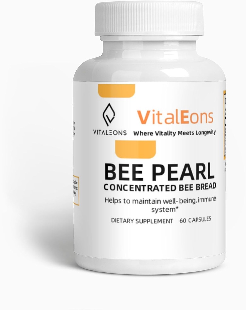 Bee Pollen Suppment - Bee Pollen, Propolis, a Royal Jelly - Vitaleony Bee Pearl - Každá perla má vitaminy, mikroprvky, polyfenoly a antioxidanty (Vegetariánské, 60 Kapsle)