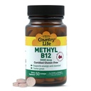 Country Life Methyl B-12 3000 mcg Lozenges, Vegan, Methylkobalamin pro energii a, Snadno absorbovaný, B12 Vitamin, Podporuje energetické hladiny, Stamina & Metabolismus, 50 Počet