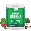 Nested Naturals Super Green Daily Superfood Powder - Certified USDA Organic Green Powder w / 20 + Whole Foods, Spirulina Powder, Wheat & Barley Grass - Probiotics, Fiber & Enzymes - Original Flavour, 30