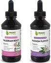 Better Sleep Bundle - Maxx Herb Passion Flower Extract + Valerian Root Extract - pro relaxační a stresový management, Alcohol- Free - (1 každý) 4 Oz láhev (60 Služeb)