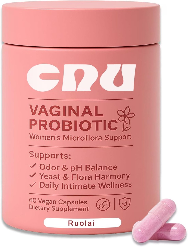 Ruolai Ženský Vaginal- pH Balance & Prebiotika s Lactobacillus - Podpora zdravé vaginální Flora & Vaginální zápach, 60 Počet