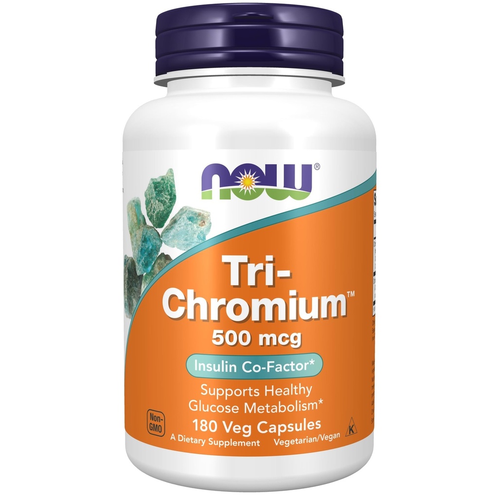 Nyní Potraviny Doplňky, Trichrom ™ 500 mcg se skořicí, Inzulinový kofaktor *, 180 Veg Kapsle