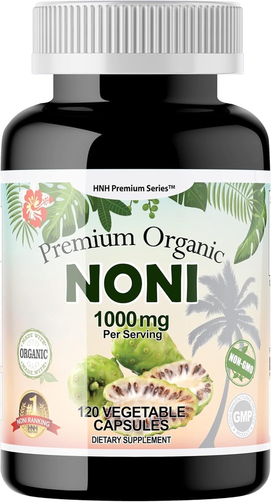 Dr.K & C HNHusa Premium Organic Noni 1000 mg 120 Veggie Kapsle Výkonné čisté antioxidanty Podpora imunitní systém celkové zdraví Morinda Citrifolia Extract Vegan Non GMO Žádné náplně