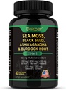 Mořský Moss, Ashwagandha, Černý olej dodatek, Vitamin C & D3 s kurkumou, Bladderwrack & Burdock Kořen, Přírodní Bylinné podpory pro muže a ženy 60 Kapsle, Dietní doplňky, Balení 1