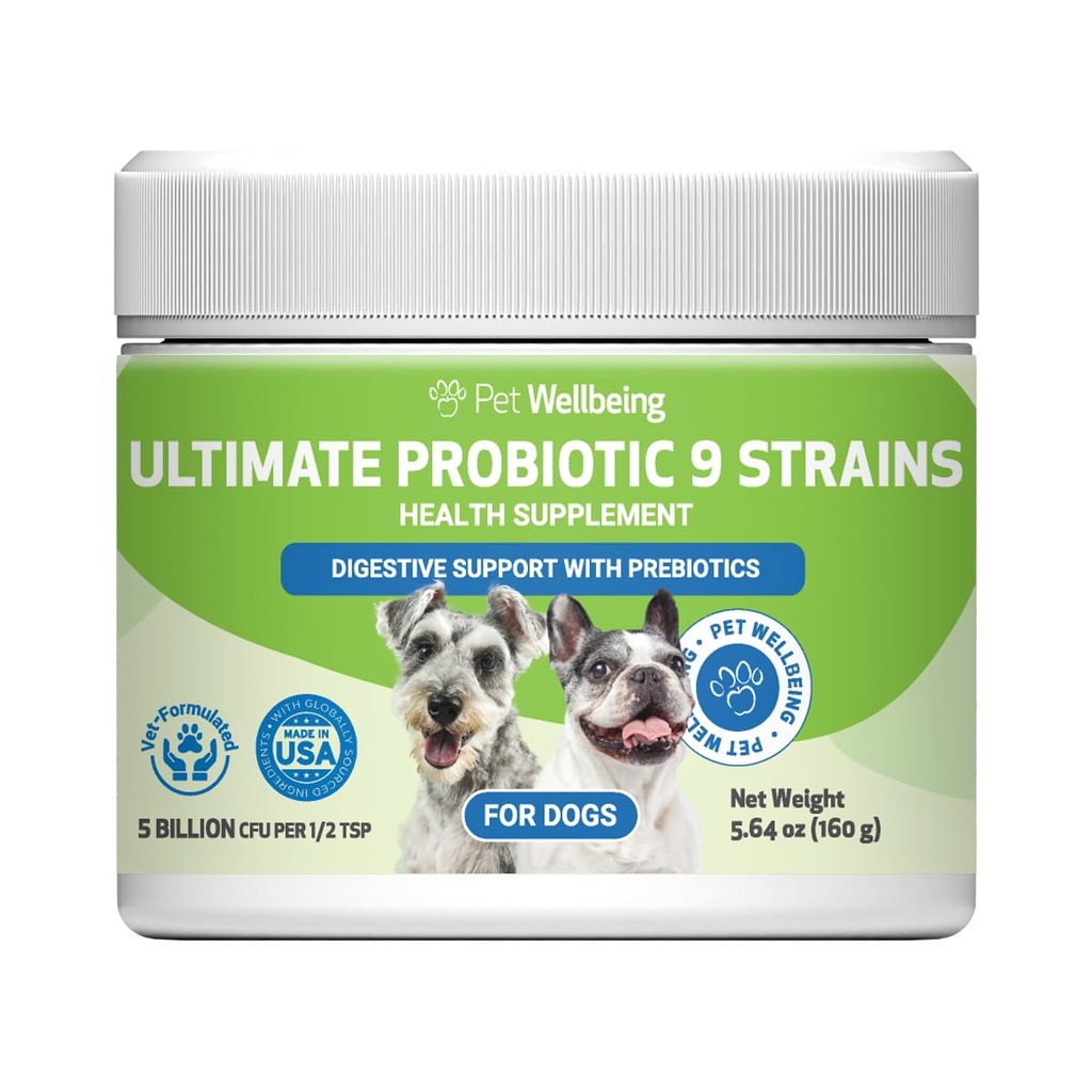 Pet Wellbeing - Ultimate Probiotic 9 Stravy pro kočky a psy - Přírodní podpora trávení a močení Trakt zdraví 160 gramů.