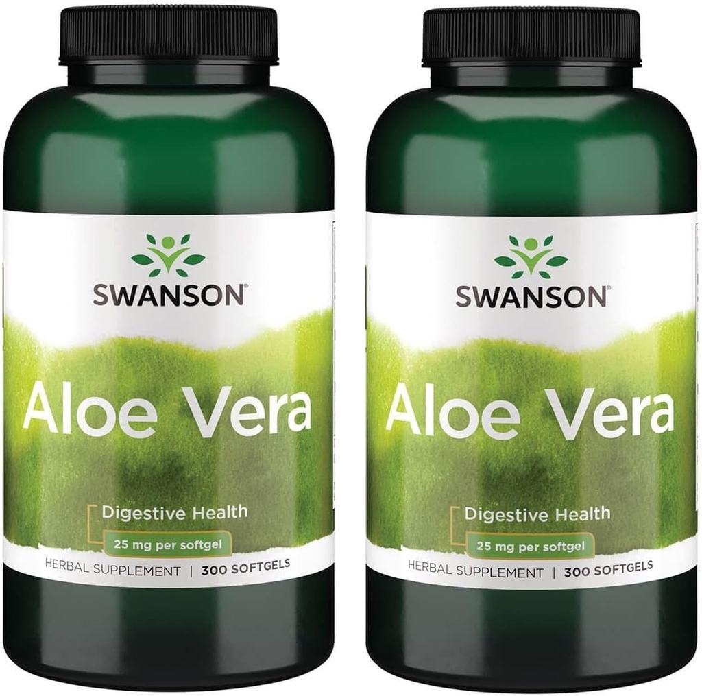 Swanson Aloe Vera 25 miligramů 300 Sgels (2 balení)